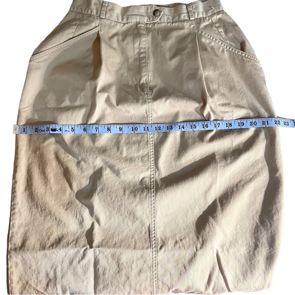 Charter club khaki midi skirt. Size 12 cotton side pockets belt loops zipper - Picture 9 of 12